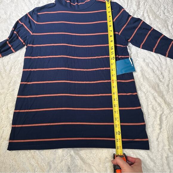 Market & Spruce Size M Navy Blue Striped Turtleneck Top NWT Neutral Layering - Picture 6 of 8